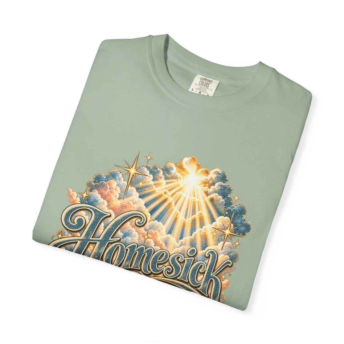 Homesick for Heaven T-Shirt — Vintage Sunburst Cloud Graphic