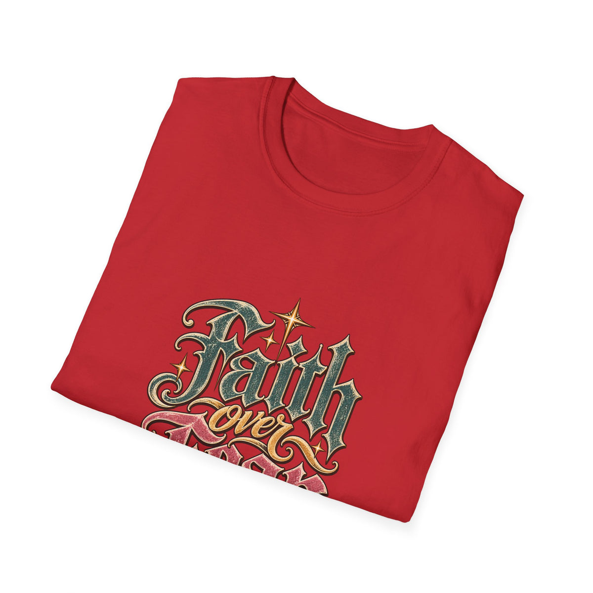 Faith Over Fear T-Shirt — Retro Script Inspirational Christian Tee