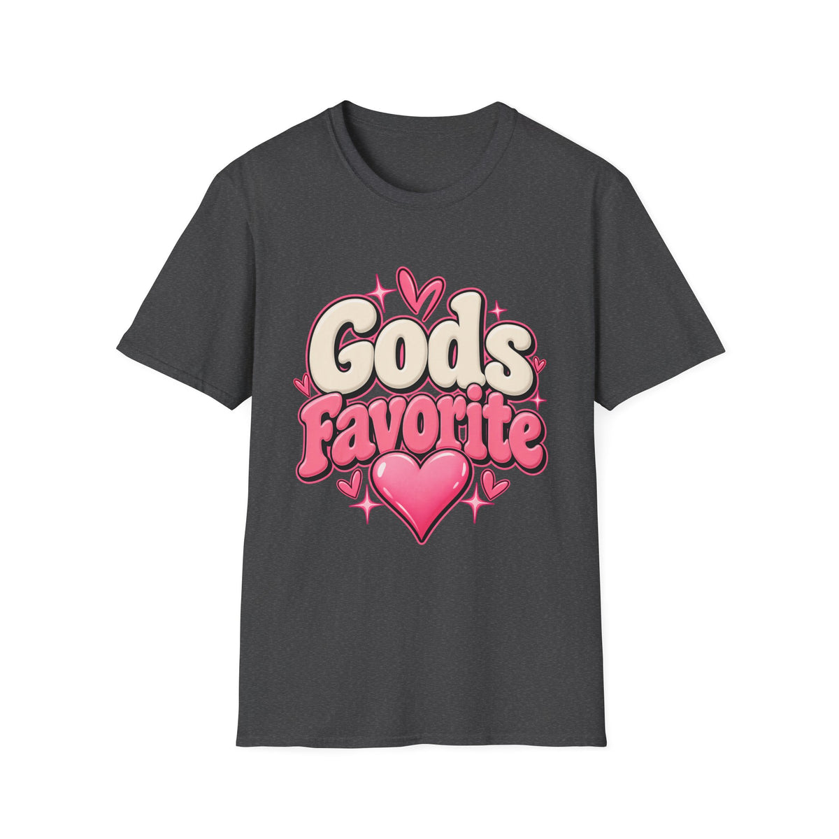 T-Shirt — "God's Favorite" Pink Heart Faith Graphic Tee