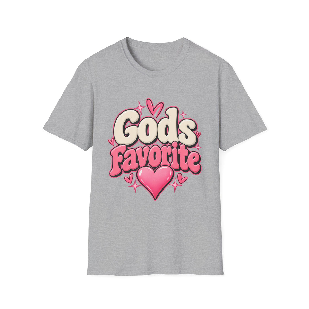 T-Shirt — "God's Favorite" Pink Heart Faith Graphic Tee