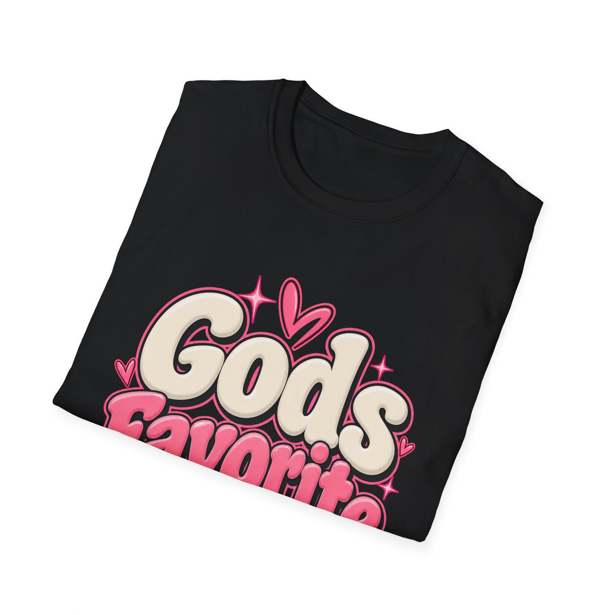 T-Shirt — "God's Favorite" Pink Heart Faith Graphic Tee