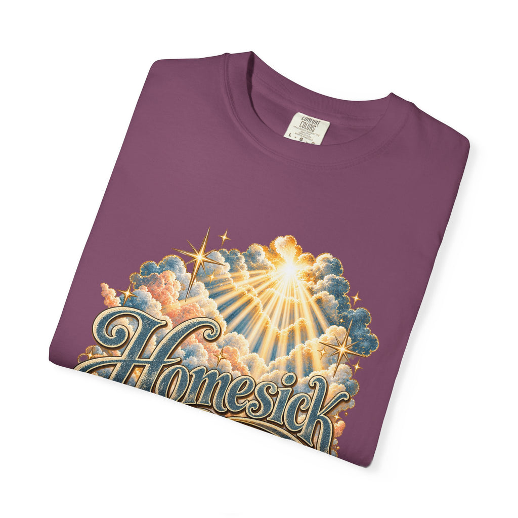 Homesick for Heaven T-Shirt — Vintage Sunburst Cloud Graphic