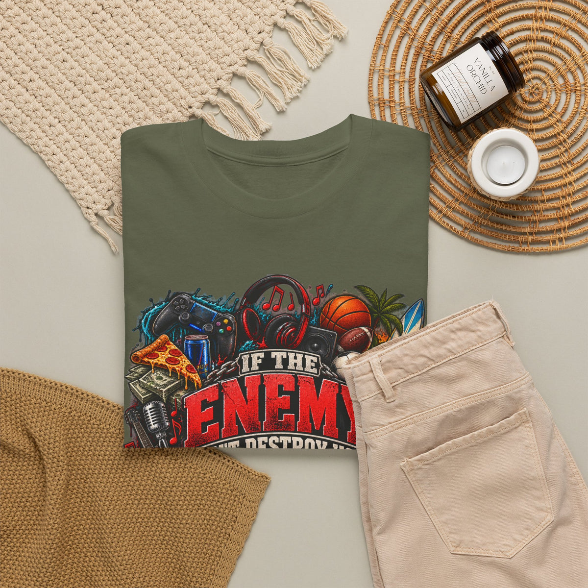 Motivational Graphic Tee — "If the Enemy Can't Destroy You He Will Distract You"