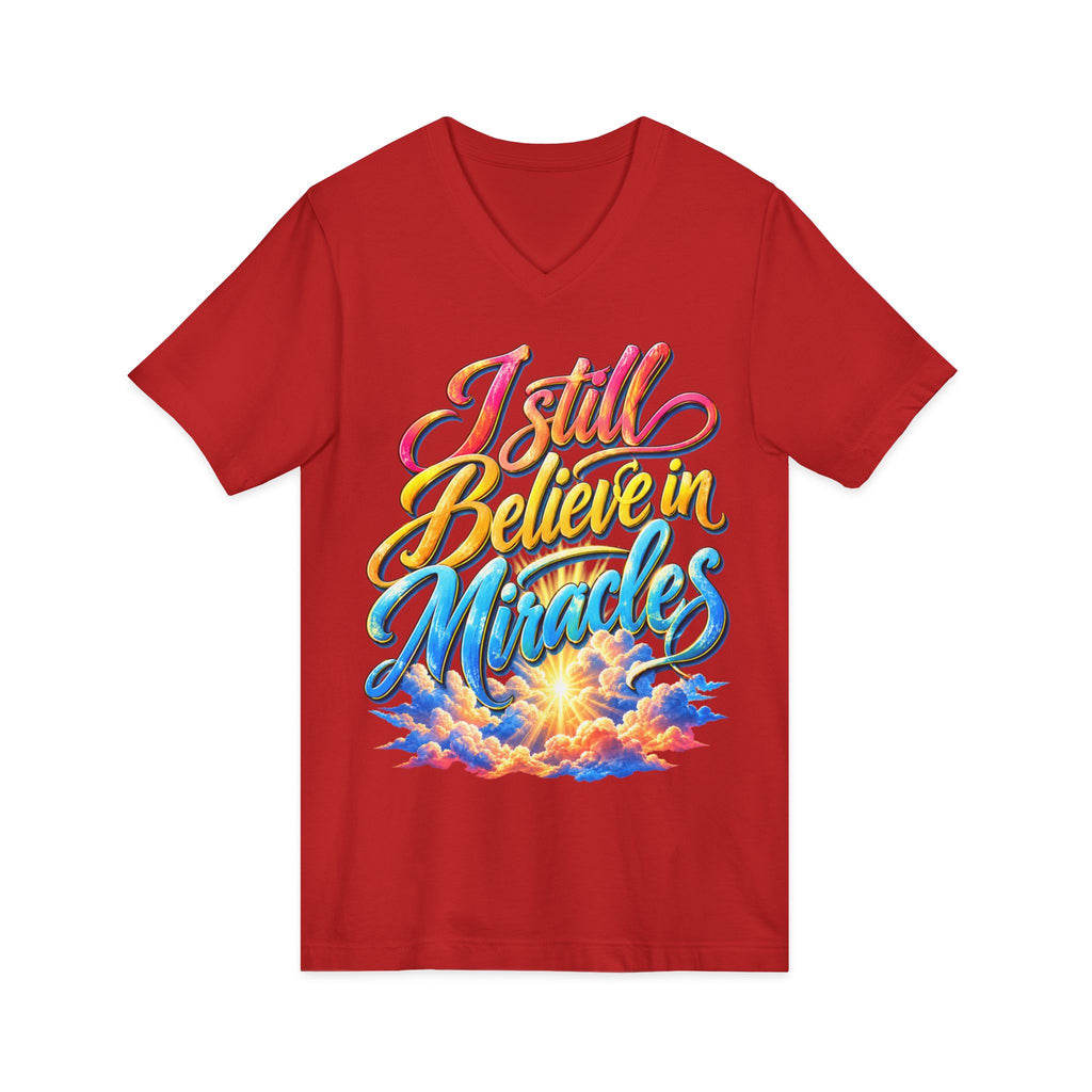 I Still Believe in Miracles Inspirational V-Neck T-Shirt