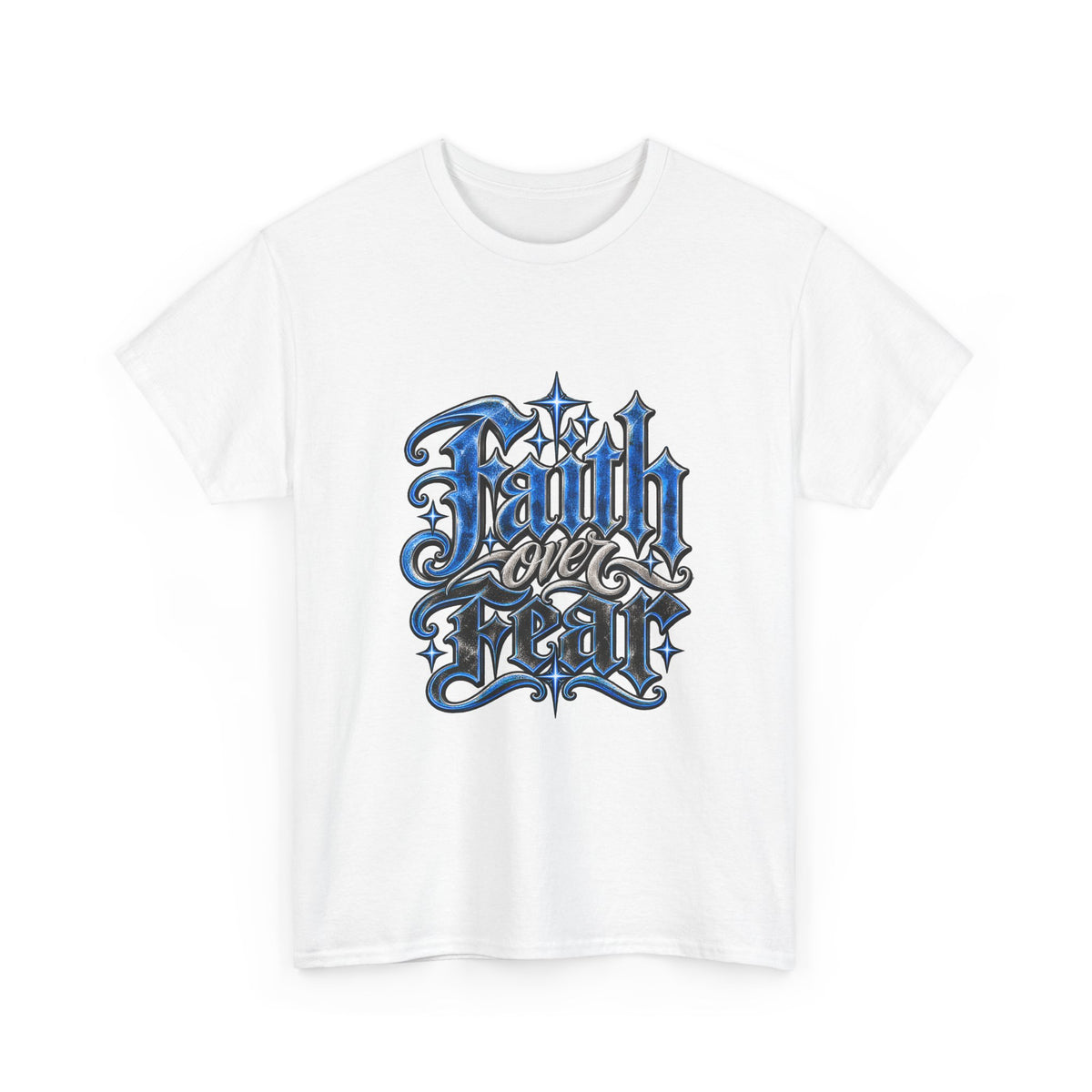 Faith Over Fear T-Shirt — Gothic Script Inspirational Tee