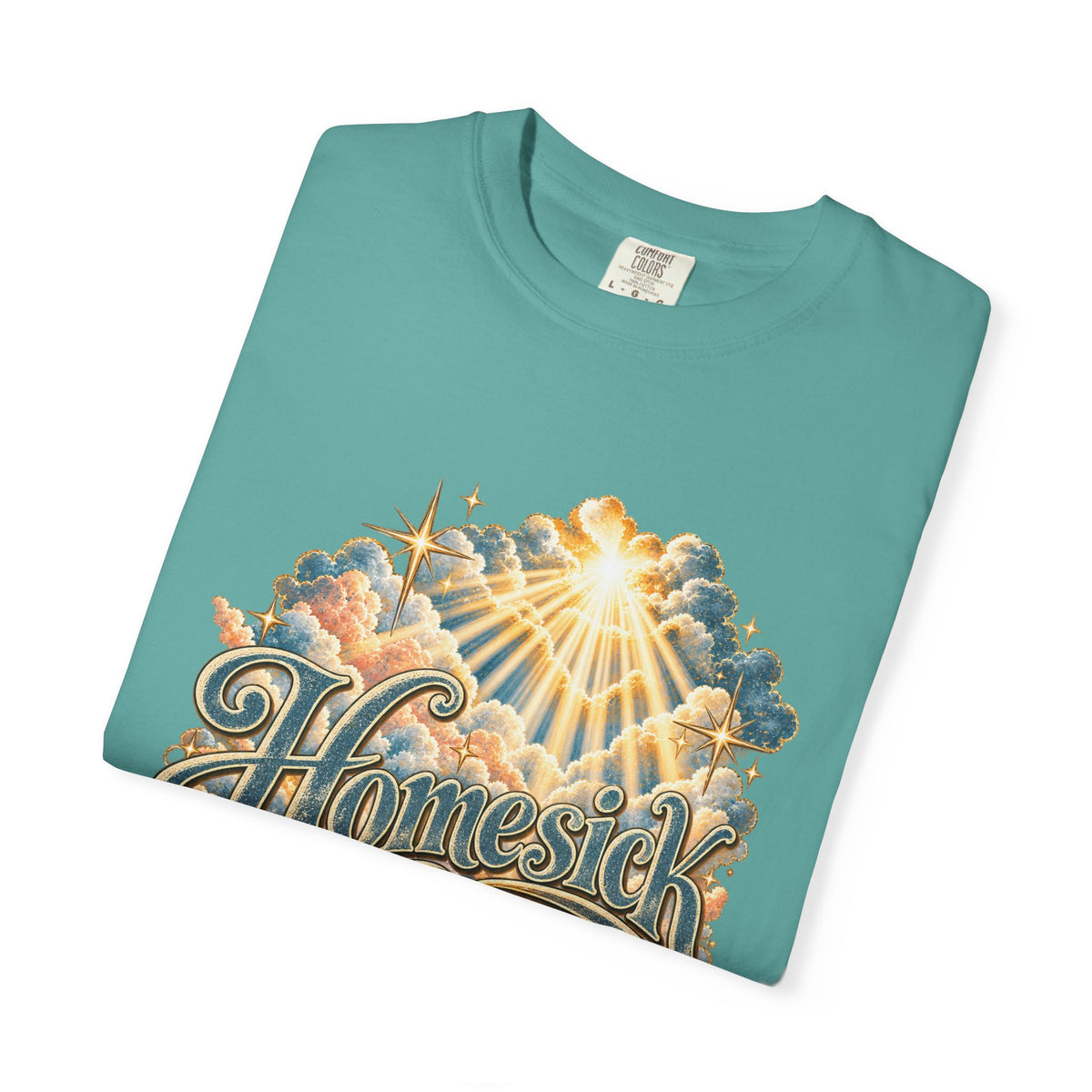 Homesick for Heaven T-Shirt — Vintage Sunburst Cloud Graphic