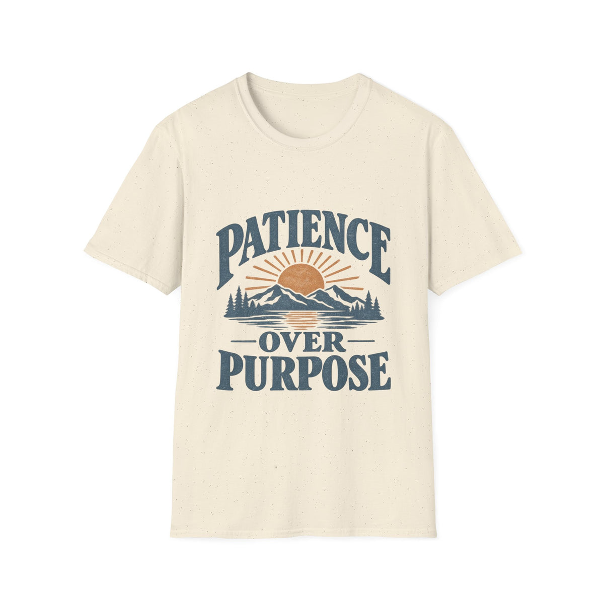 Patience Over Purpose T-Shirt — Inspirational Mountain Sunset Tee