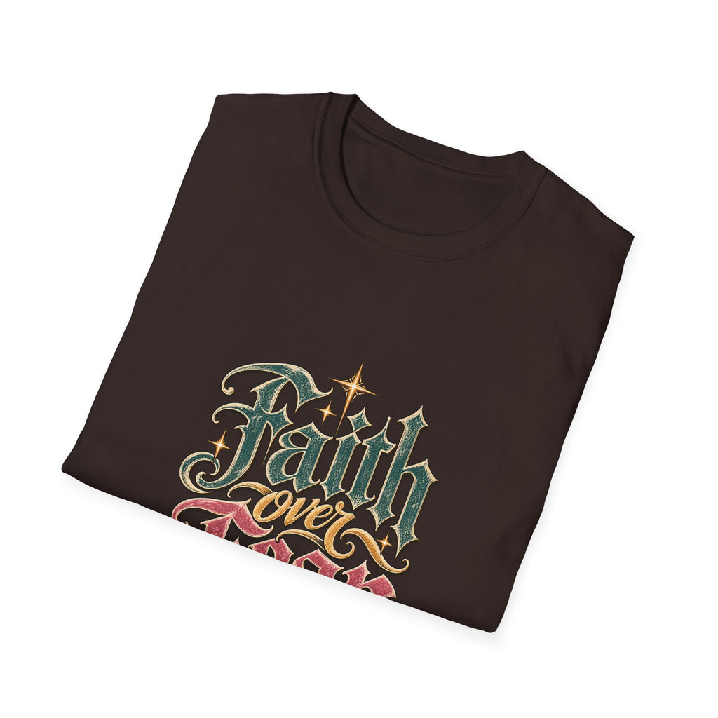 Faith Over Fear T-Shirt — Retro Script Inspirational Christian Tee