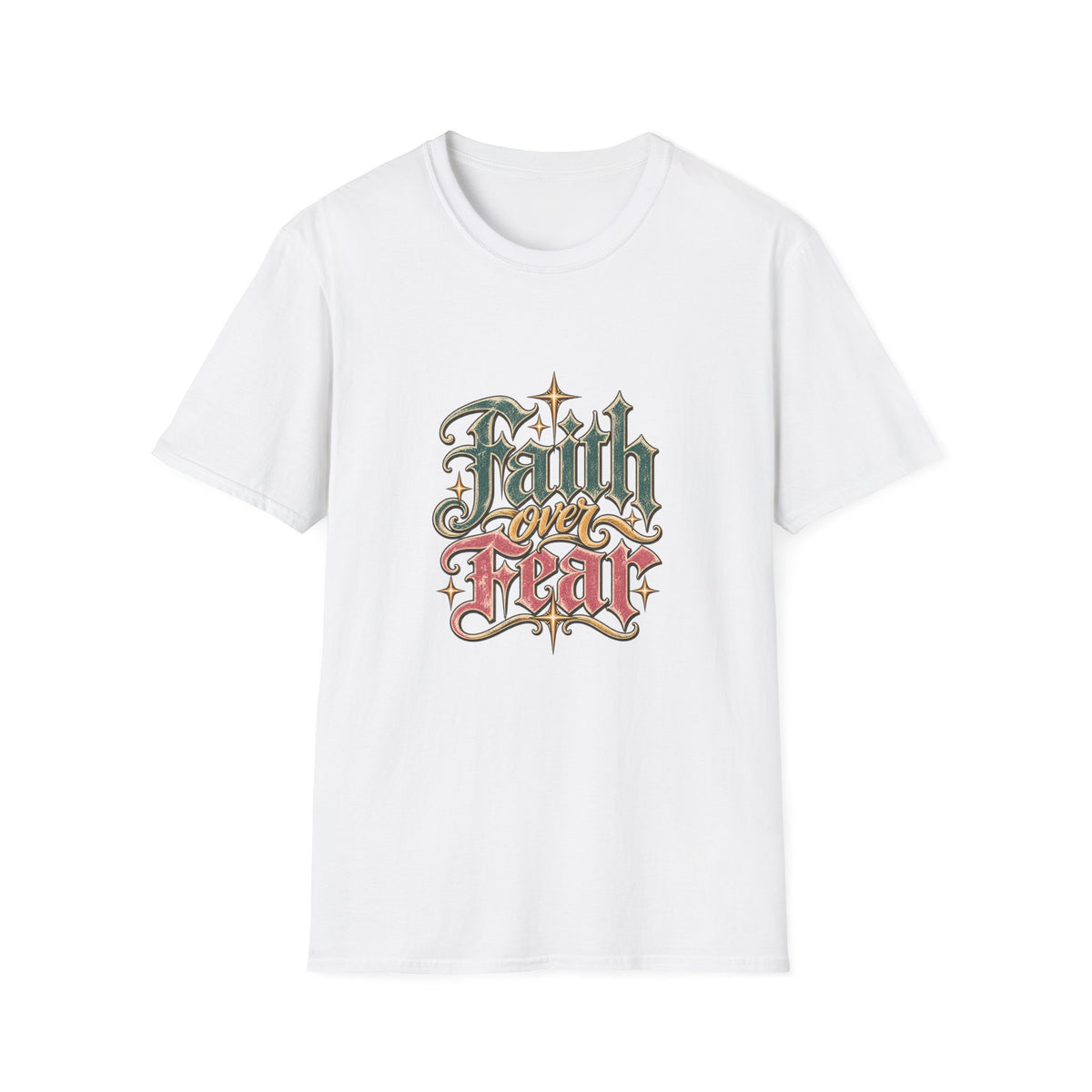 Faith Over Fear T-Shirt — Retro Script Inspirational Christian Tee
