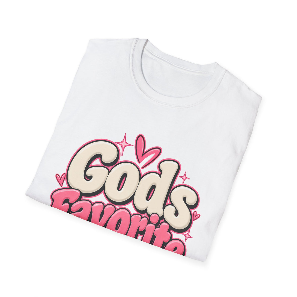 T-Shirt — "God's Favorite" Pink Heart Faith Graphic Tee
