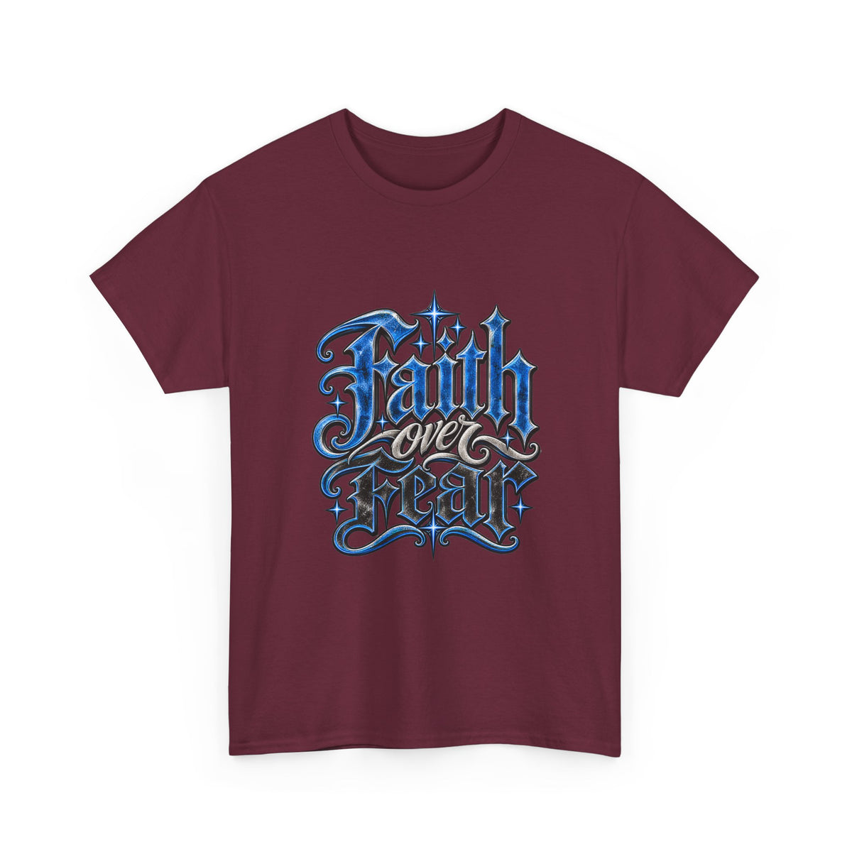 Faith Over Fear T-Shirt — Gothic Script Inspirational Tee