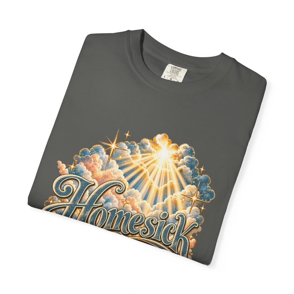 Homesick for Heaven T-Shirt — Vintage Sunburst Cloud Graphic