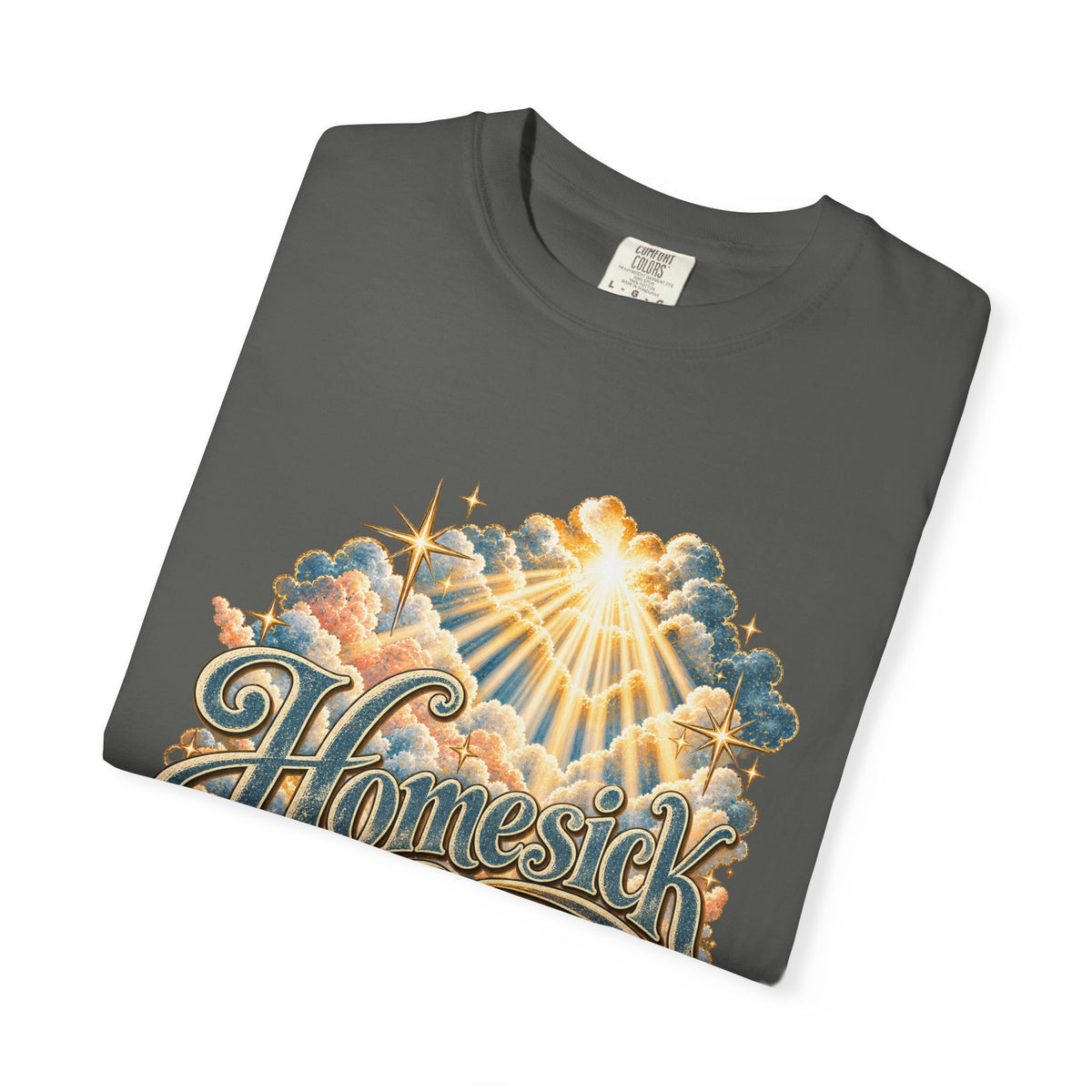 Homesick for Heaven T-Shirt — Vintage Sunburst Cloud Graphic