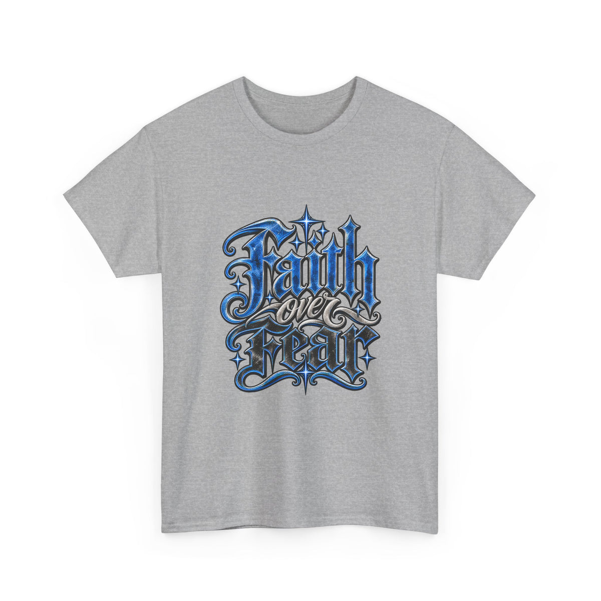 Faith Over Fear T-Shirt — Gothic Script Inspirational Tee