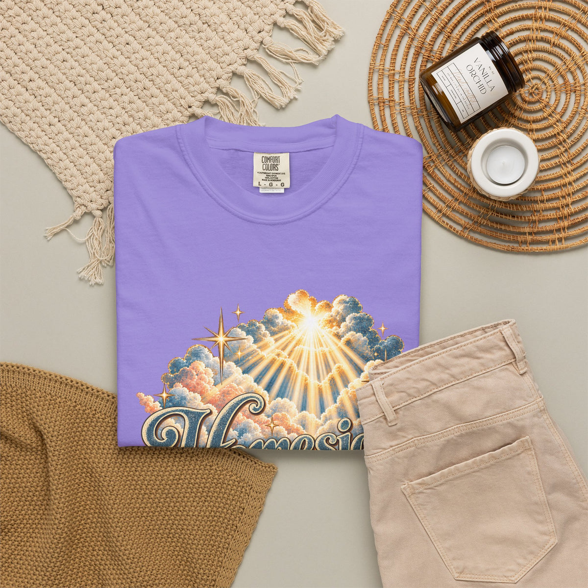 Homesick for Heaven T-Shirt — Vintage Sunburst Cloud Graphic