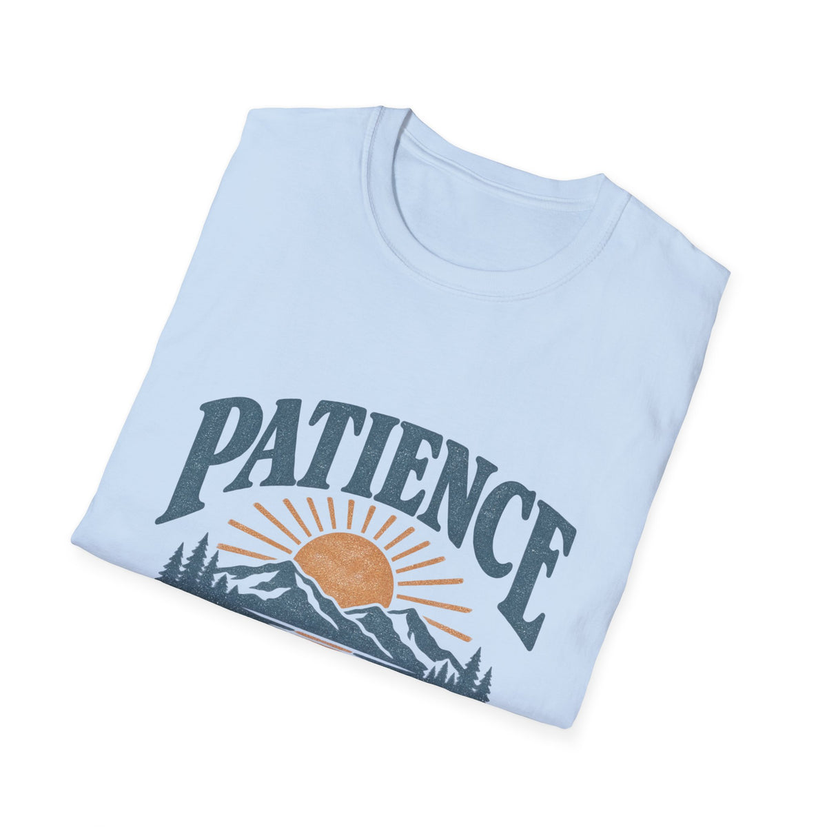 Patience Over Purpose T-Shirt — Inspirational Mountain Sunset Tee