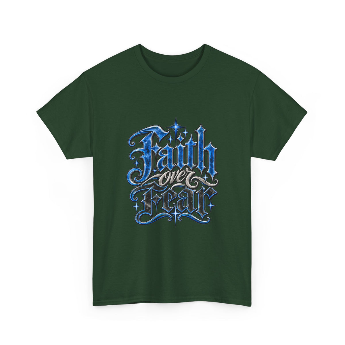 Faith Over Fear T-Shirt — Gothic Script Inspirational Tee