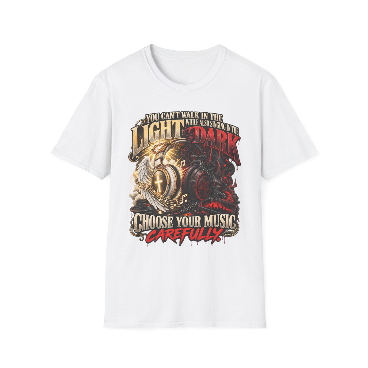Choose Your Music Carefully Light vs Dark Graphic T-Shirt