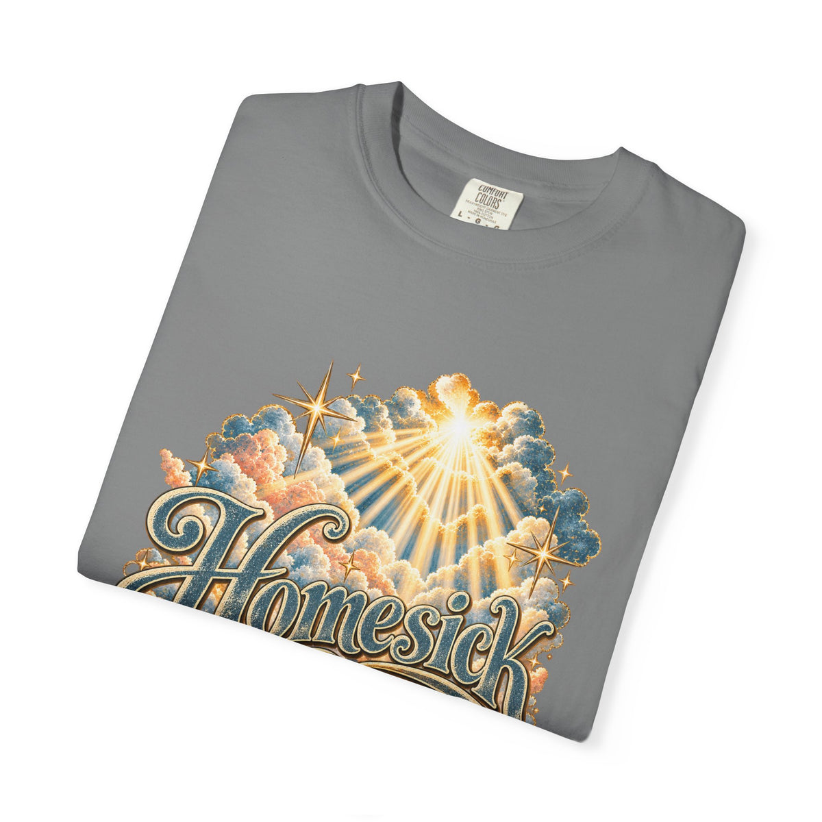 Homesick for Heaven T-Shirt — Vintage Sunburst Cloud Graphic