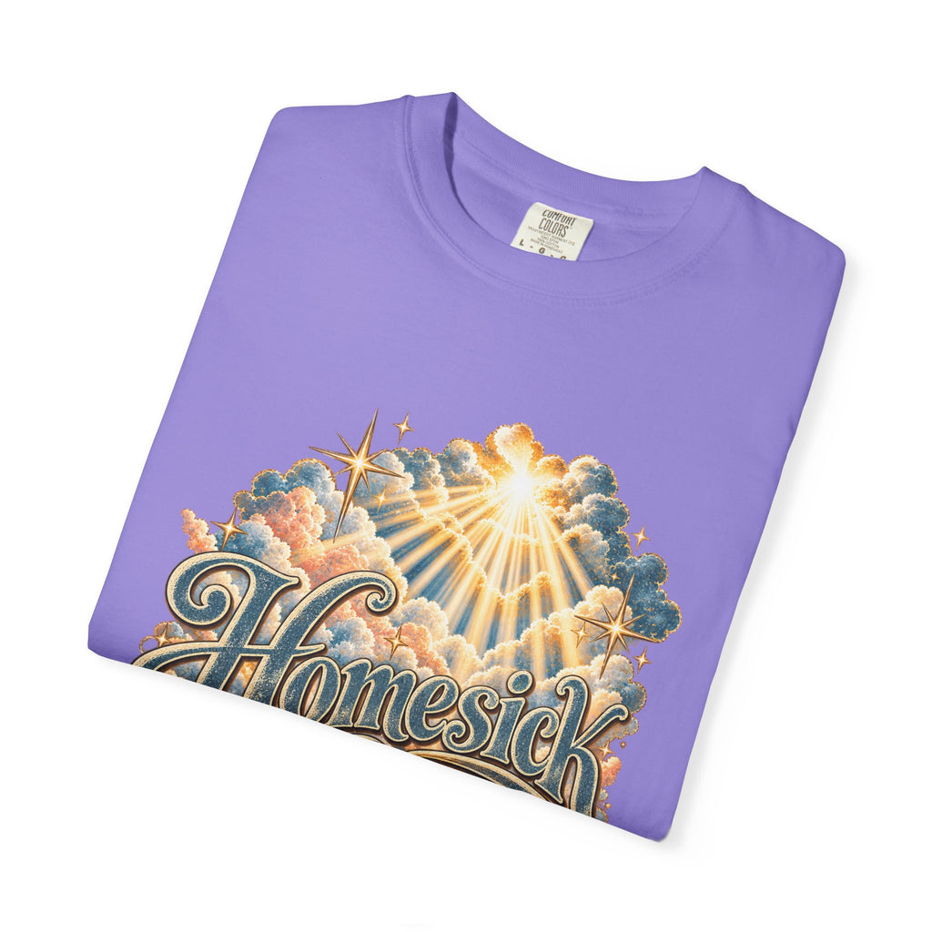 Homesick for Heaven T-Shirt — Vintage Sunburst Cloud Graphic