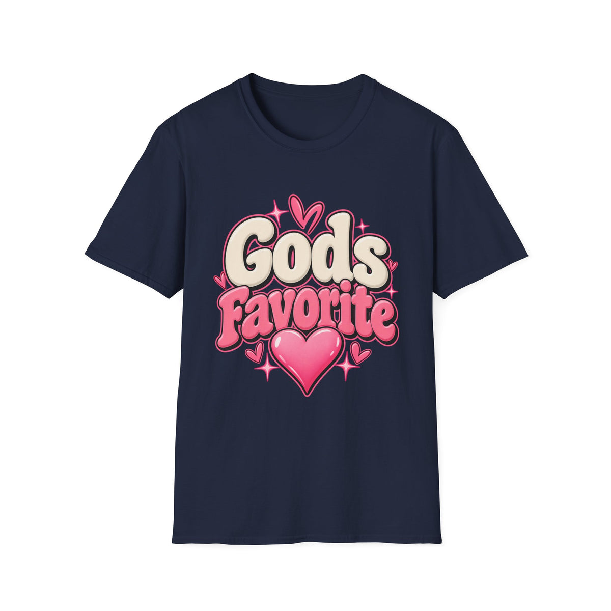 T-Shirt — "God's Favorite" Pink Heart Faith Graphic Tee
