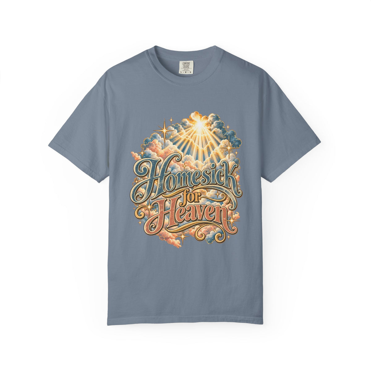 Homesick for Heaven T-Shirt — Vintage Sunburst Cloud Graphic