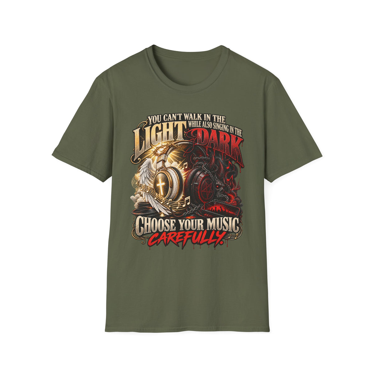 Choose Your Music Carefully Light vs Dark Graphic T-Shirt