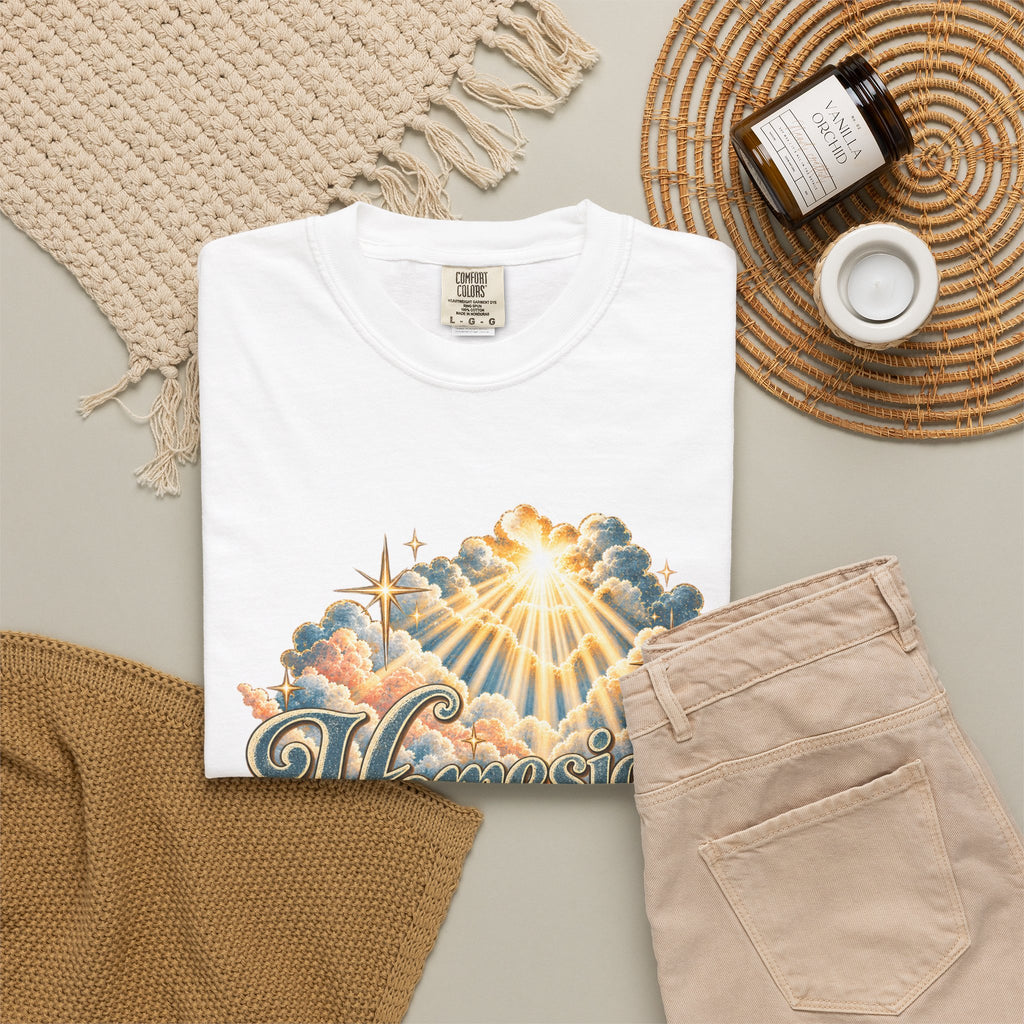 Homesick for Heaven T-Shirt — Vintage Sunburst Cloud Graphic