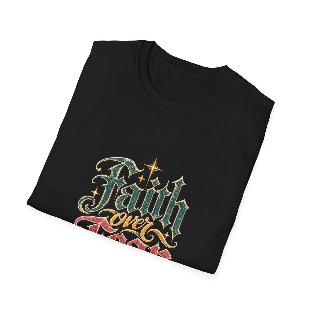 Faith Over Fear T-Shirt — Retro Script Inspirational Christian Tee