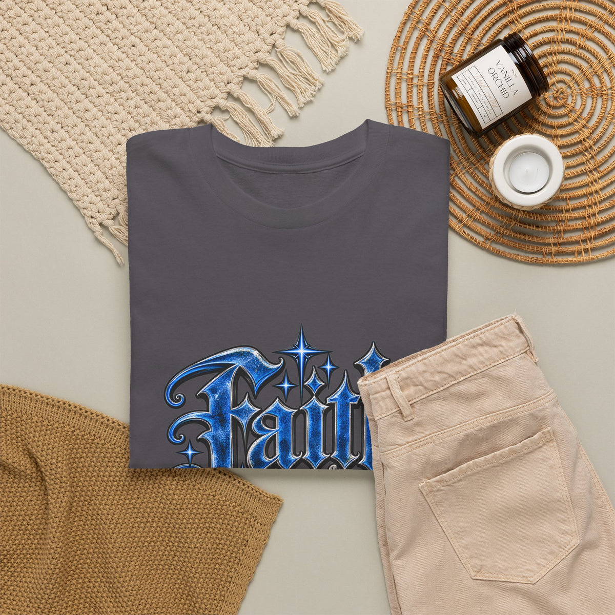 Faith Over Fear T-Shirt — Gothic Script Inspirational Tee