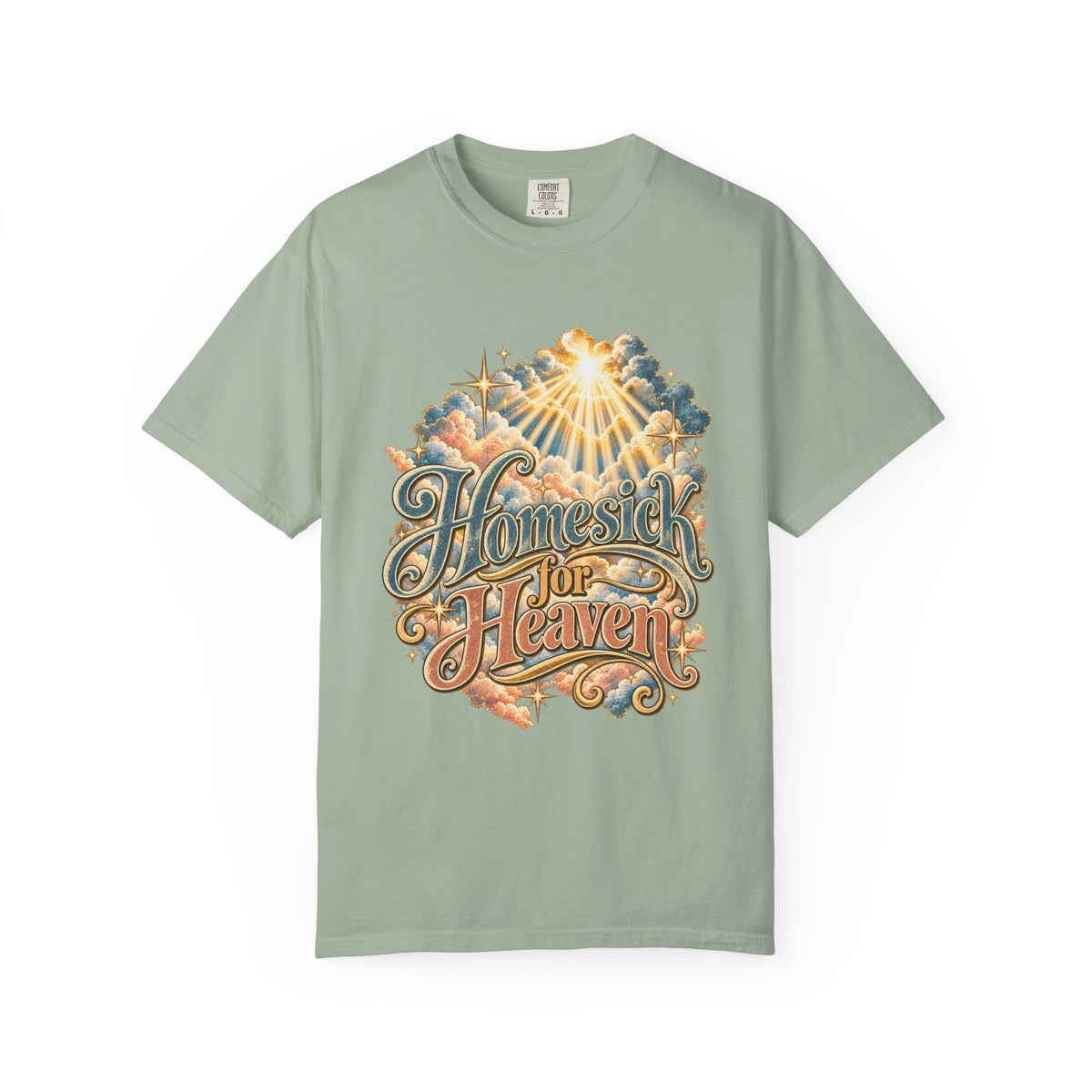 Homesick for Heaven T-Shirt — Vintage Sunburst Cloud Graphic