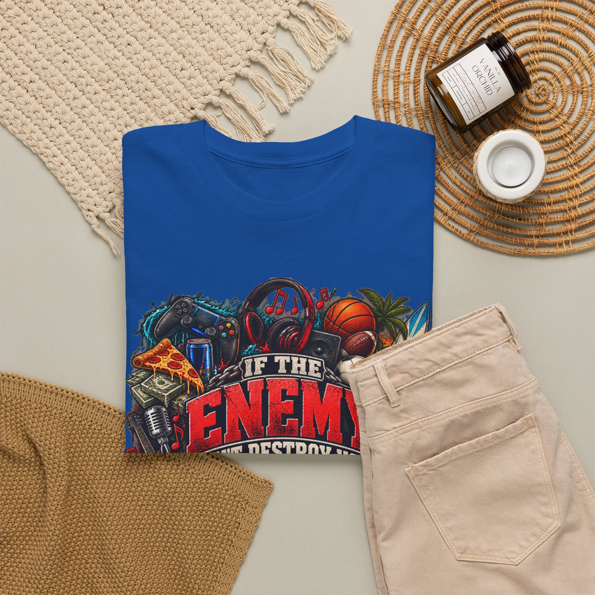 Motivational Graphic Tee — "If the Enemy Can't Destroy You He Will Distract You"