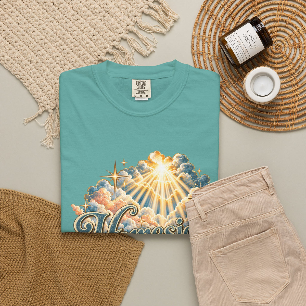 Homesick for Heaven T-Shirt — Vintage Sunburst Cloud Graphic