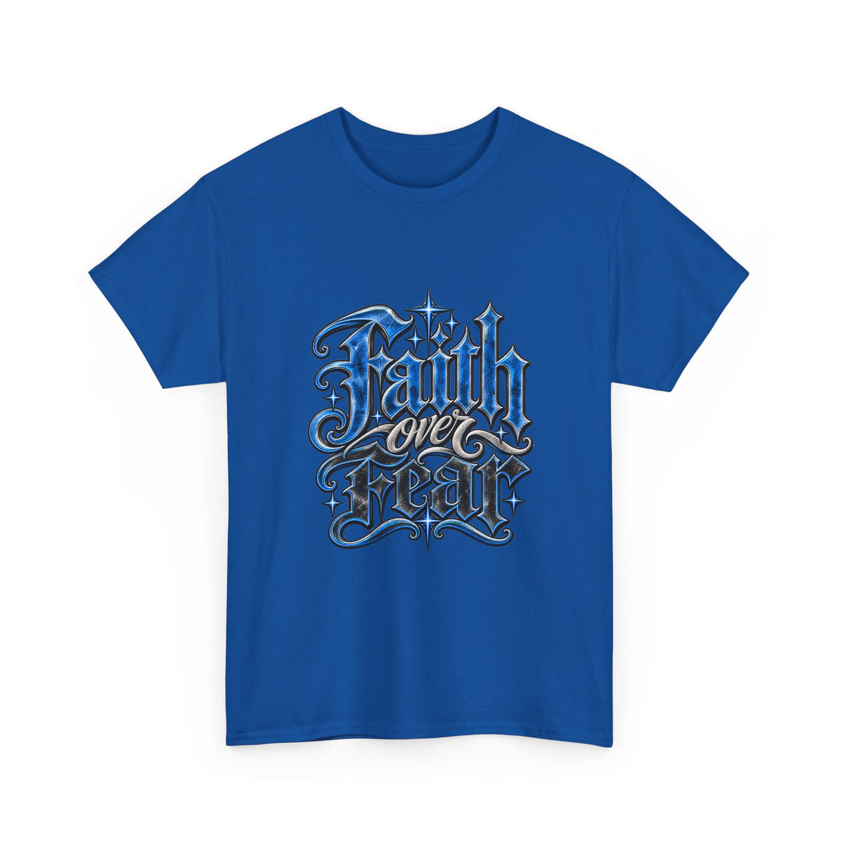 Faith Over Fear T-Shirt — Gothic Script Inspirational Tee