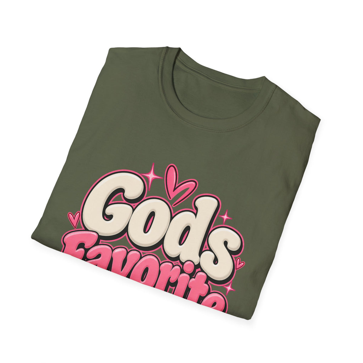 T-Shirt — "God's Favorite" Pink Heart Faith Graphic Tee