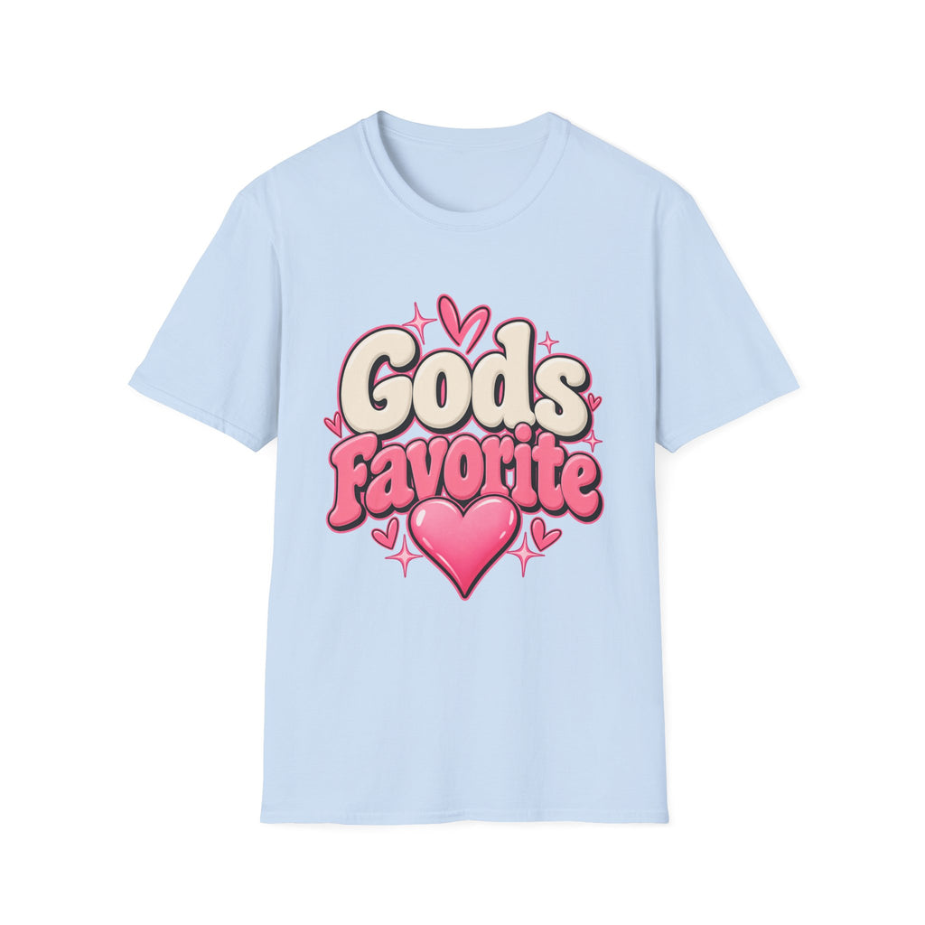 T-Shirt — "God's Favorite" Pink Heart Faith Graphic Tee