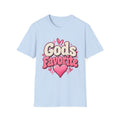 T-Shirt — "God's Favorite" Pink Heart Faith Graphic Tee
