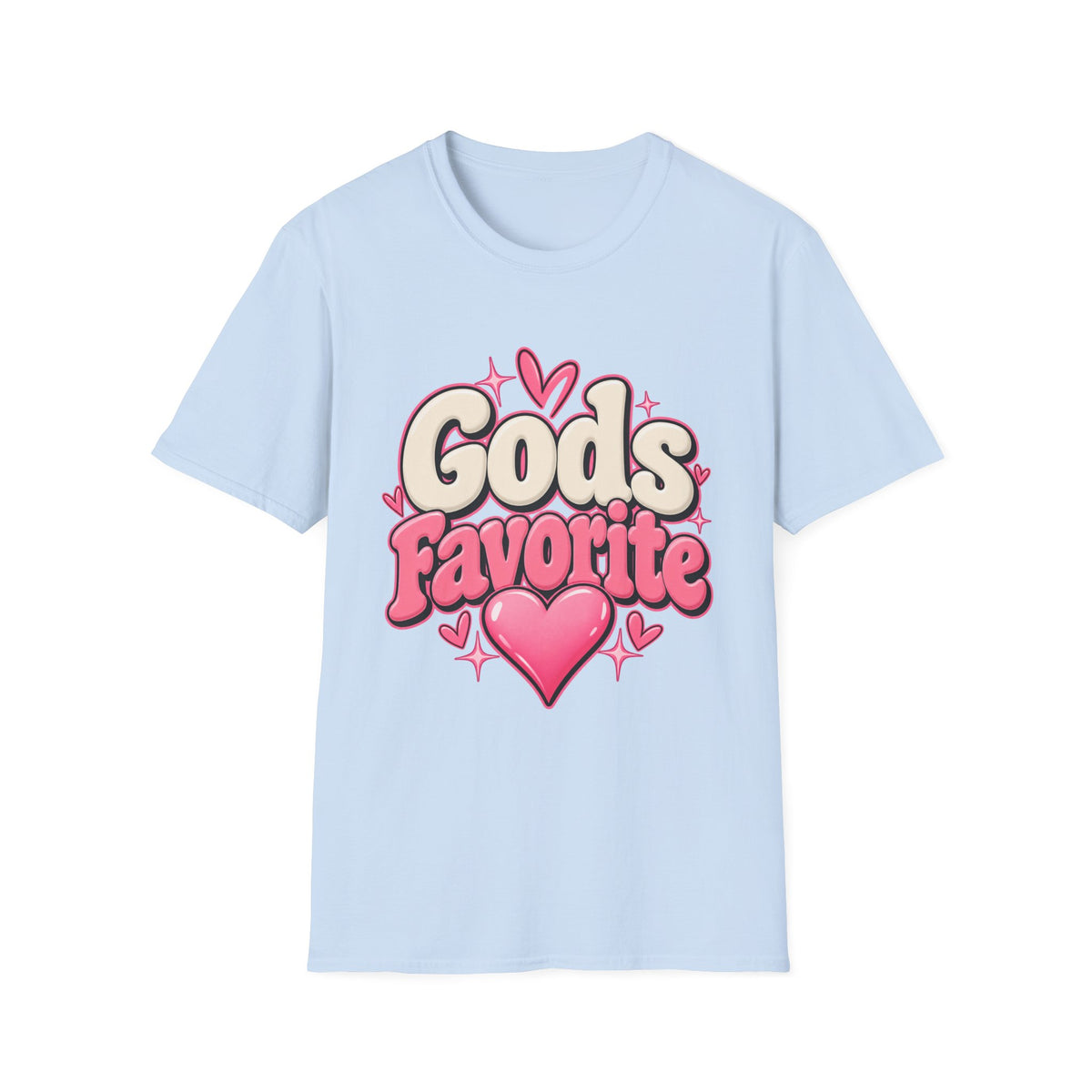 T-Shirt — "God's Favorite" Pink Heart Faith Graphic Tee