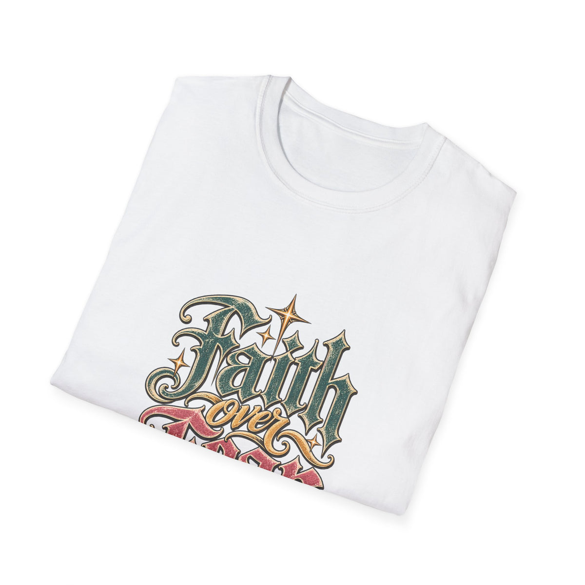 Faith Over Fear T-Shirt — Retro Script Inspirational Christian Tee