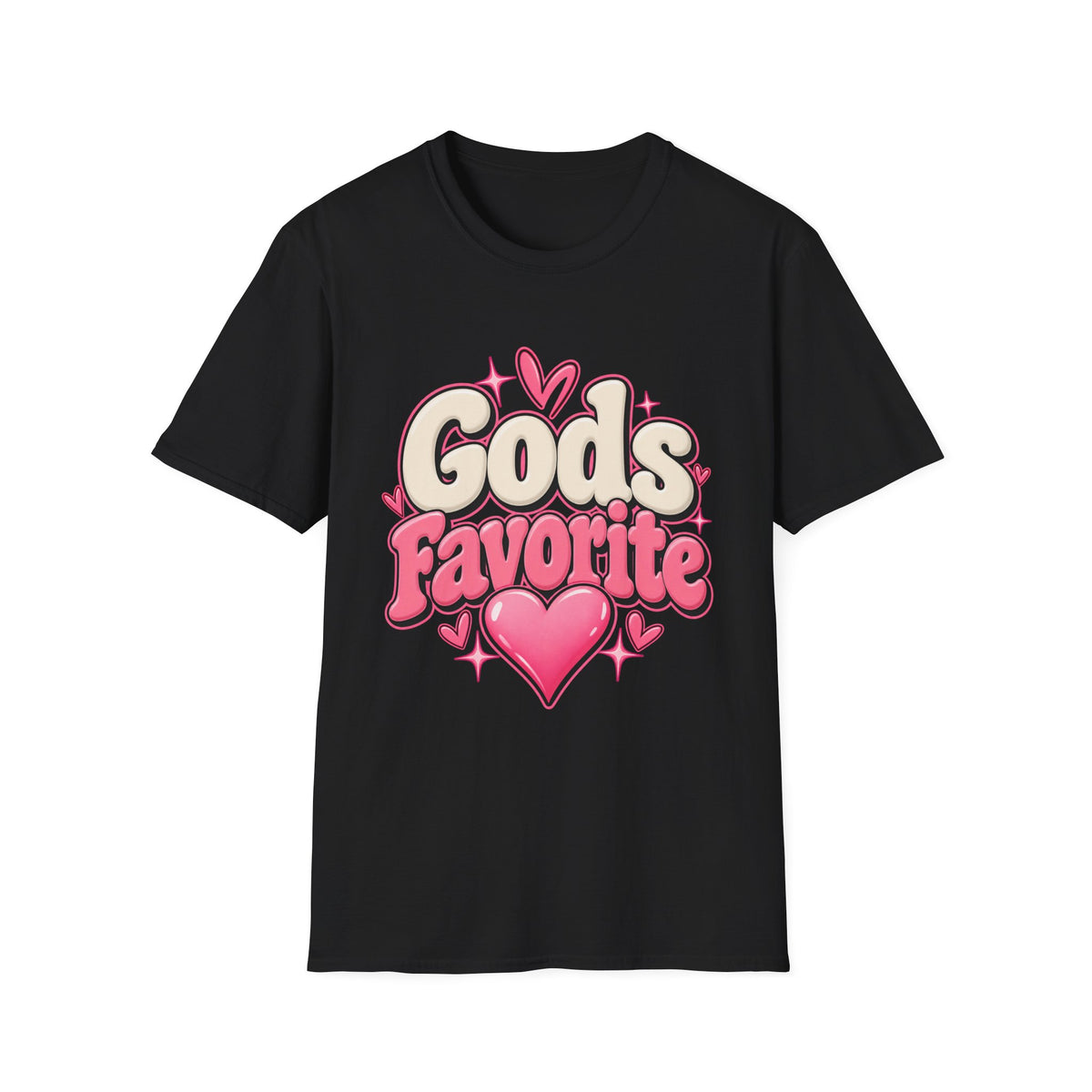 T-Shirt — "God's Favorite" Pink Heart Faith Graphic Tee