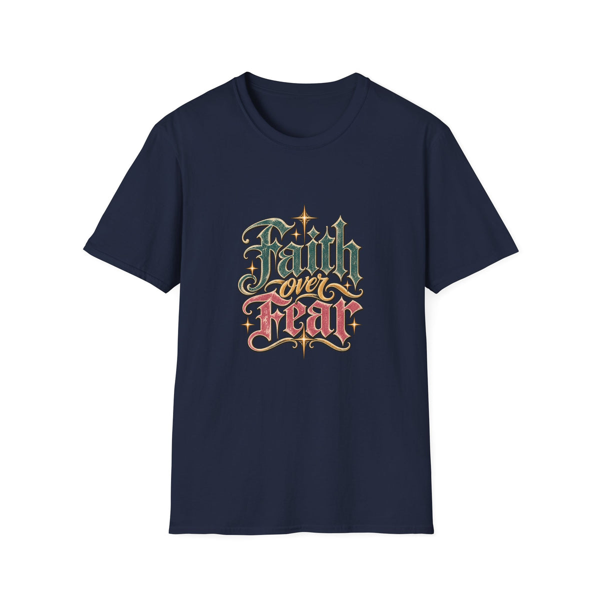 Faith Over Fear T-Shirt — Retro Script Inspirational Christian Tee