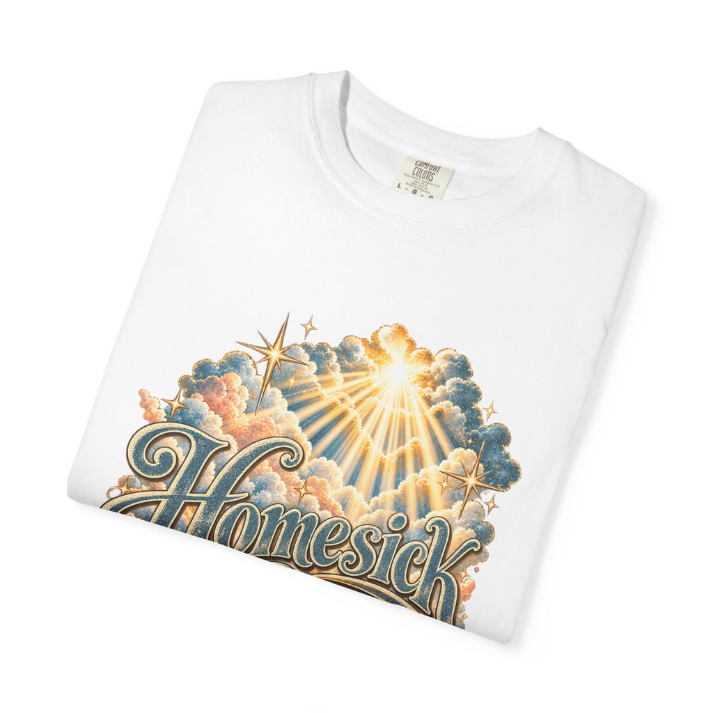Homesick for Heaven T-Shirt — Vintage Sunburst Cloud Graphic