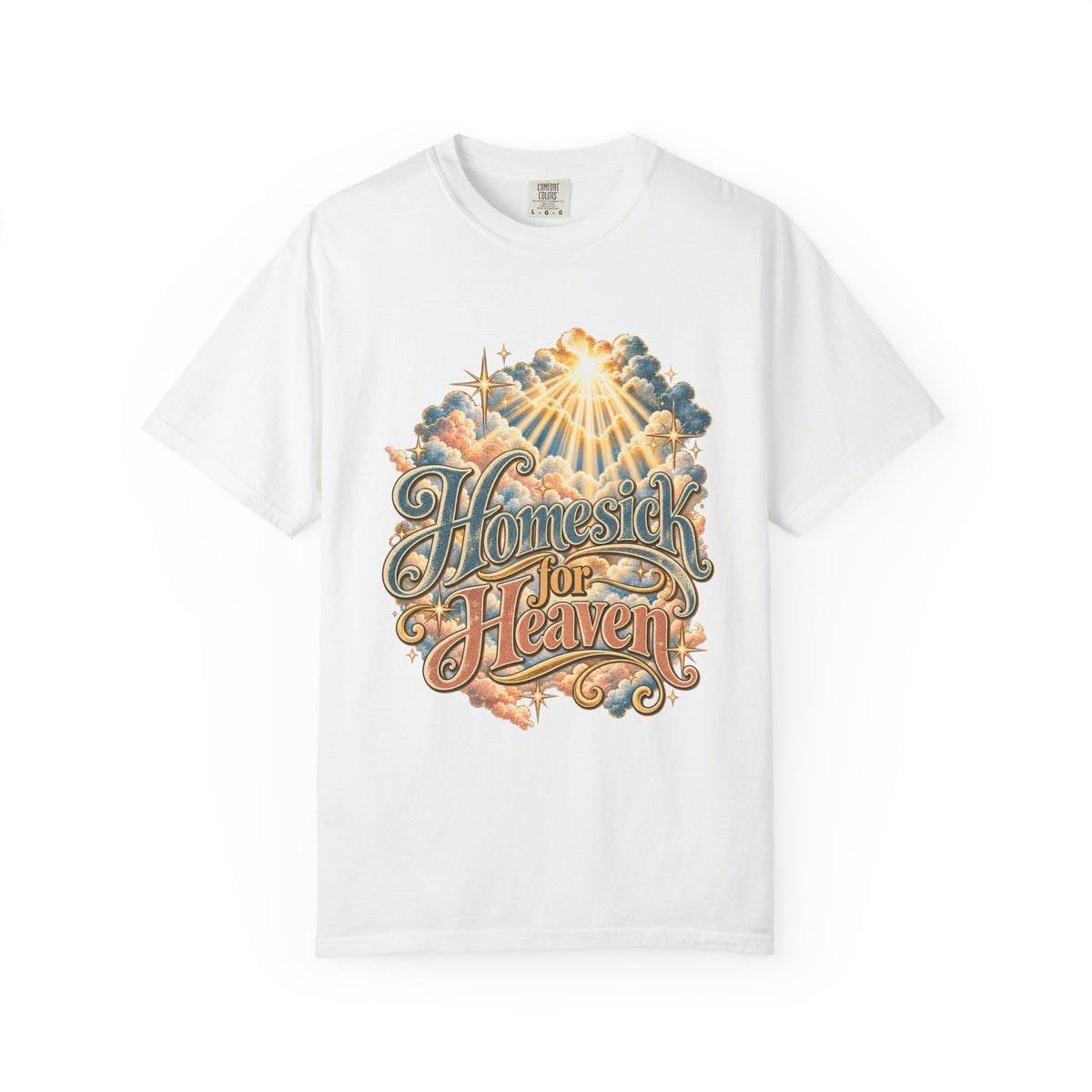 Homesick for Heaven T-Shirt — Vintage Sunburst Cloud Graphic
