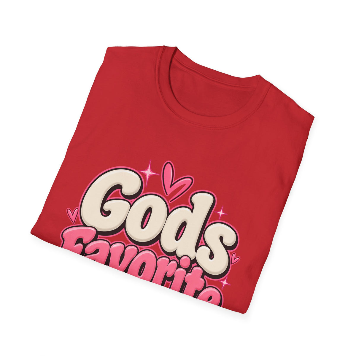 T-Shirt — "God's Favorite" Pink Heart Faith Graphic Tee