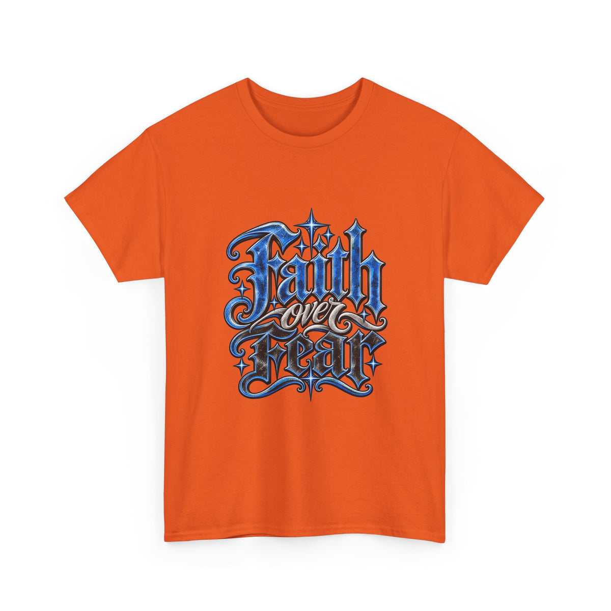 Faith Over Fear T-Shirt — Gothic Script Inspirational Tee