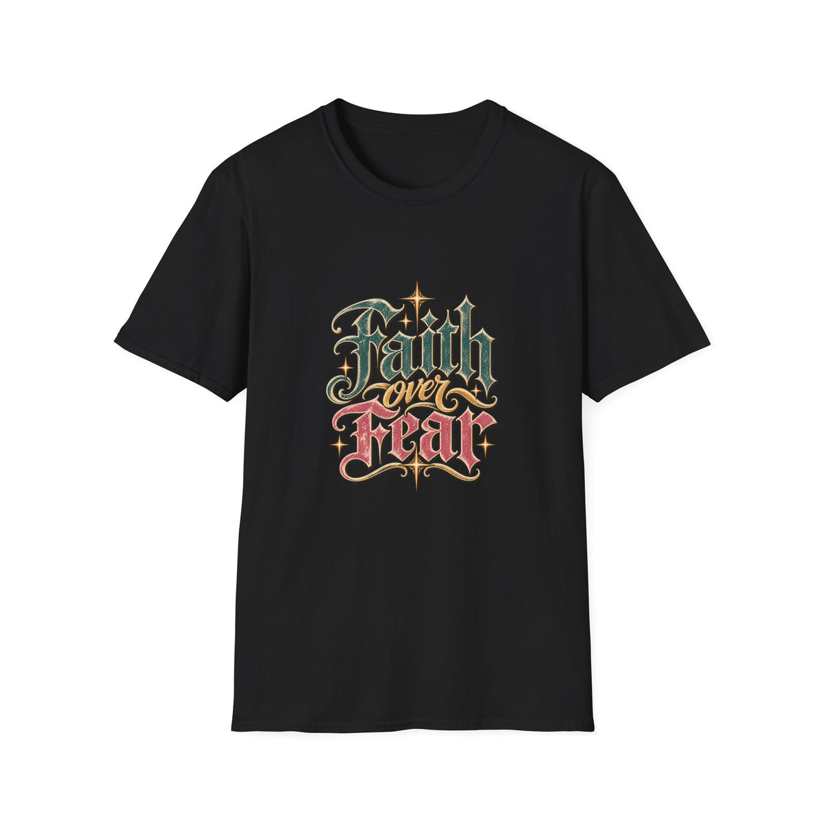 Faith Over Fear T-Shirt — Retro Script Inspirational Christian Tee
