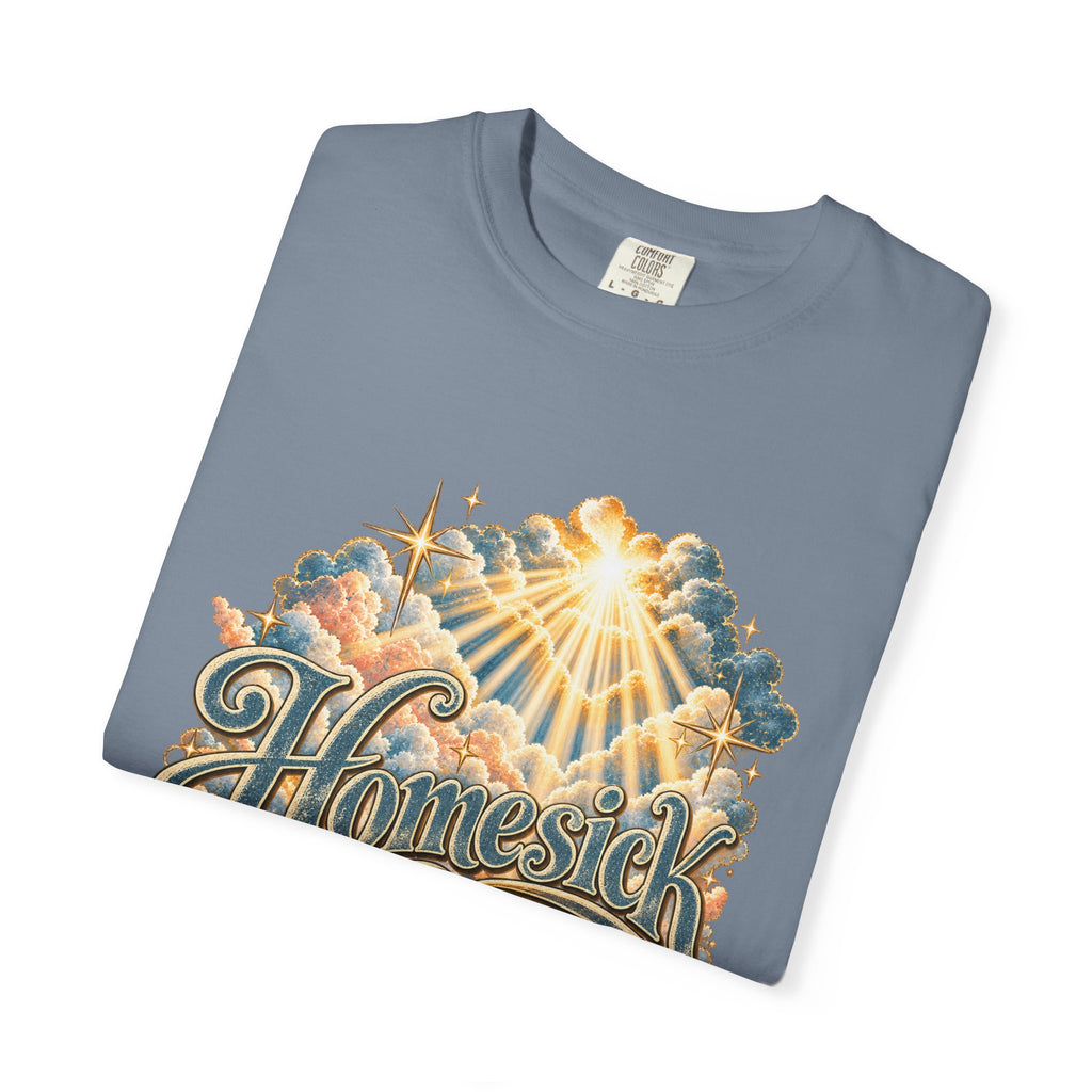 Homesick for Heaven T-Shirt — Vintage Sunburst Cloud Graphic