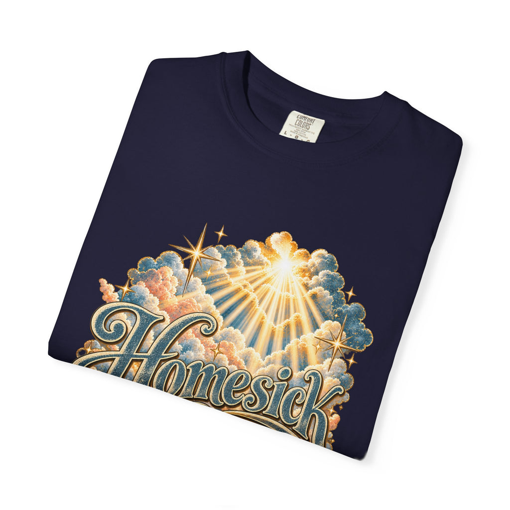 Homesick for Heaven T-Shirt — Vintage Sunburst Cloud Graphic