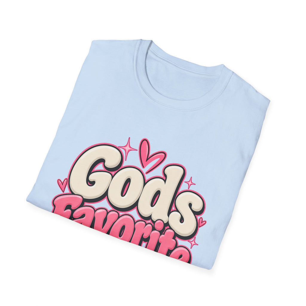T-Shirt — "God's Favorite" Pink Heart Faith Graphic Tee