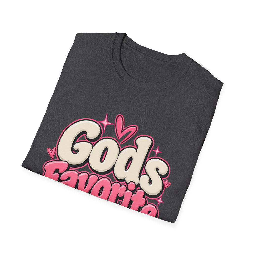 T-Shirt — "God's Favorite" Pink Heart Faith Graphic Tee